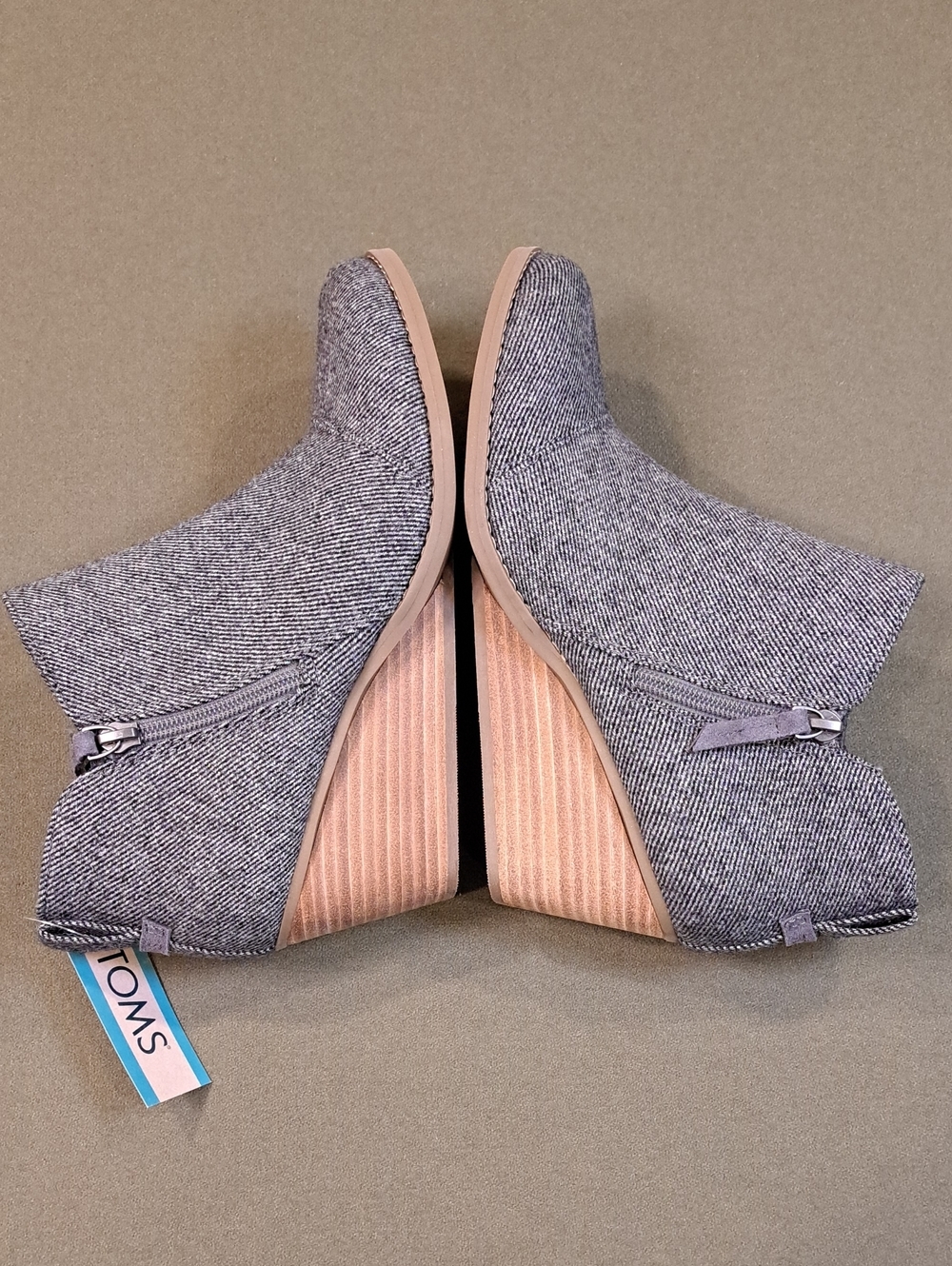 Toms Women's Goldie Shimmer Twill Wedge Boot In Gray - Size: 9 - Picture 7 of 11